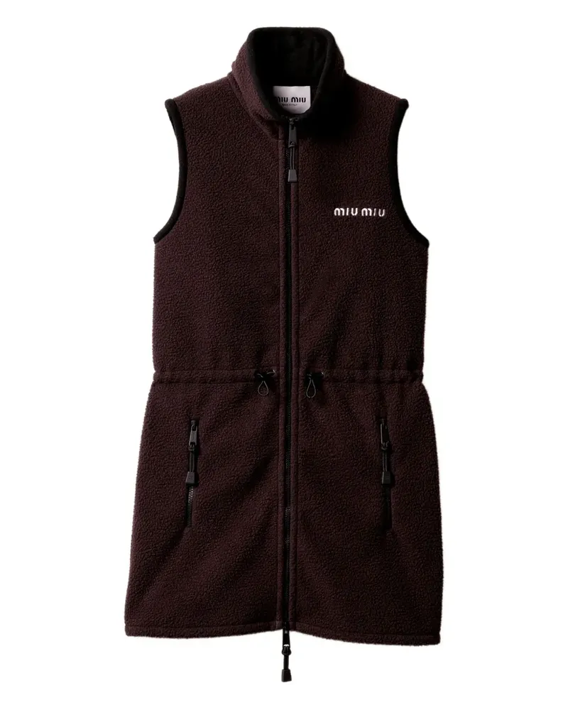 Miu Miu Kleid aus Fleece mit Stehkragen - Braun Braun
