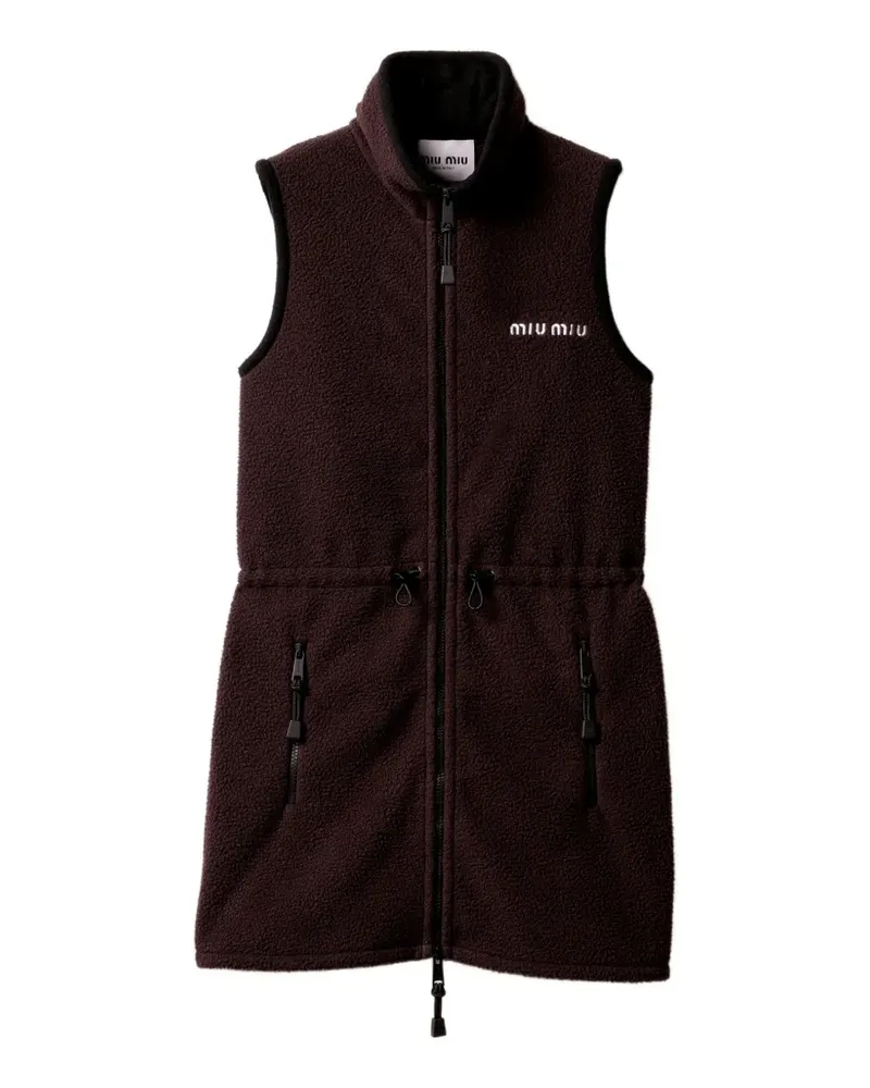 Miu Miu Kleid aus Fleece mit Stehkragen - Braun Braun