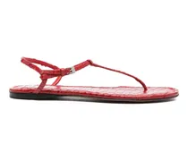 Sandalen mit Schlangen-Prägung - Rot