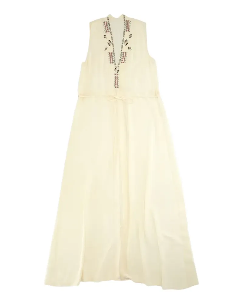 Fortela Anya embroidered silk-georgette maxi dress - Nude Nude