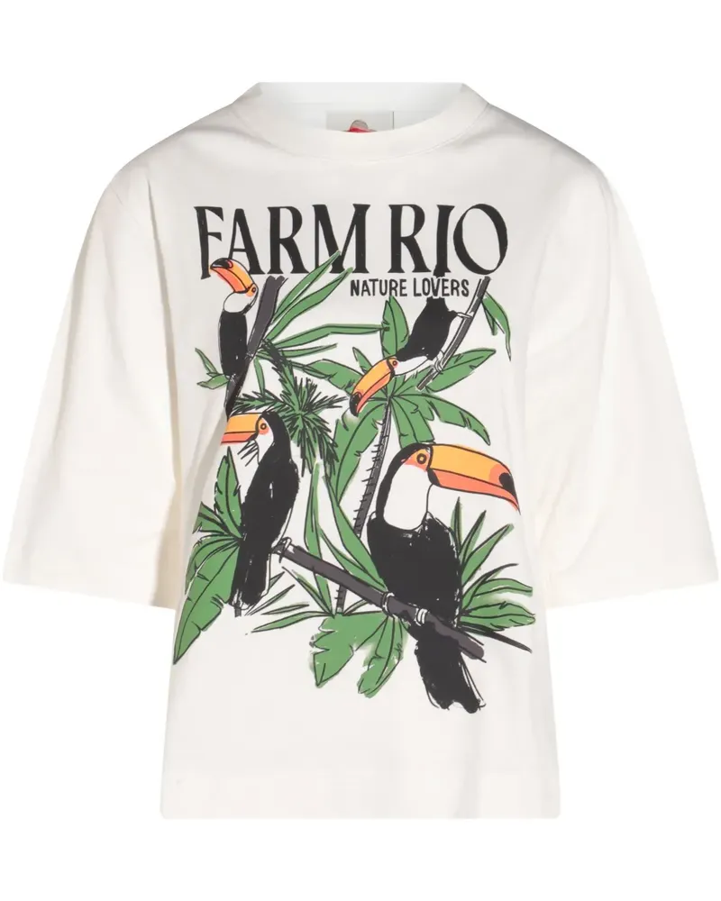 FARM Rio T-Shirt mit Tukan-Print - Weiß Weiß