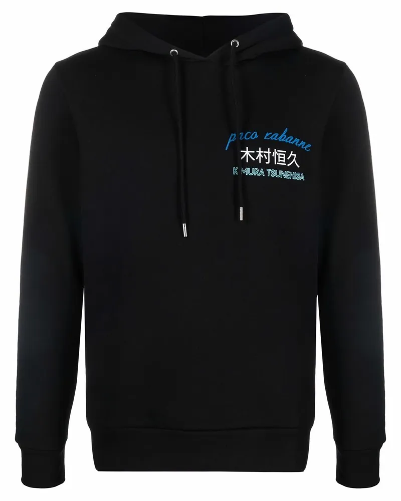 Paco Rabanne Hoodie mit Logo-Print - Schwarz Schwarz