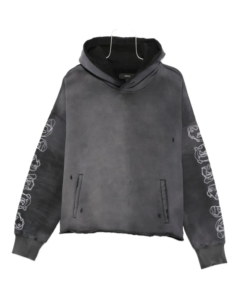 PURPLE BRAND sleeve-graphic distressed hoodie - Grau Grau