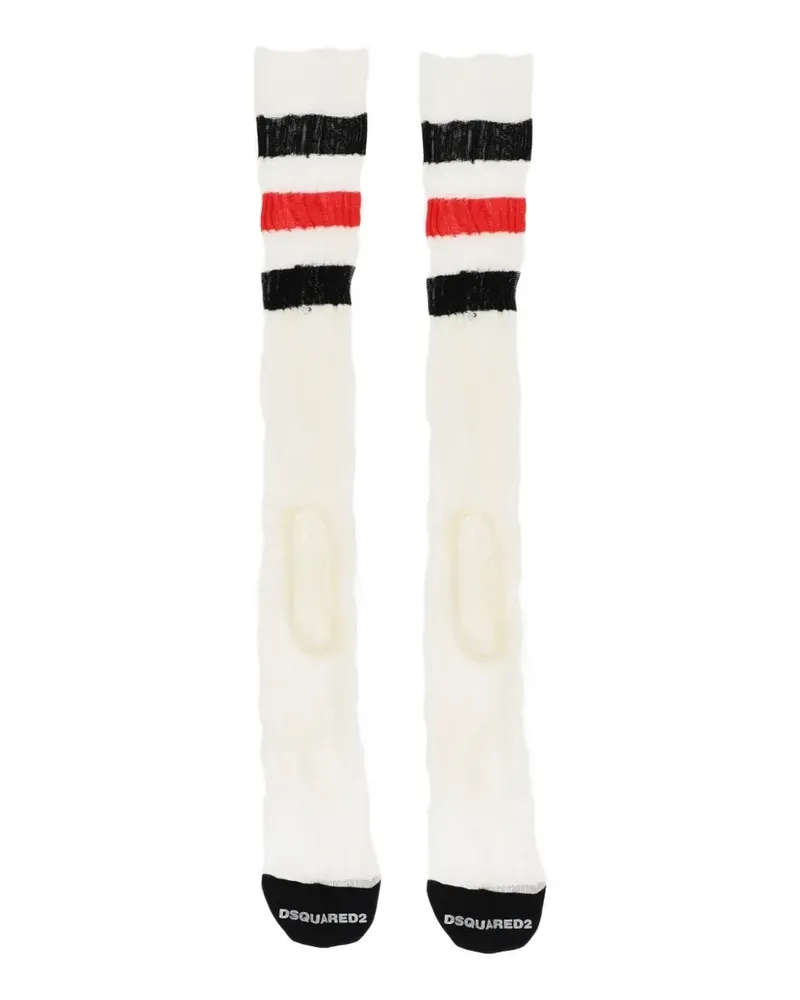 Dsquared2 striped ribbed socks - Weiß Weiß
