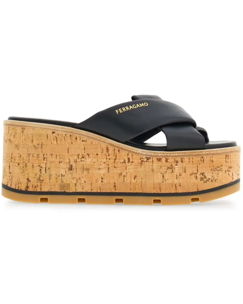 Ferragamo Sandalen mit Logo-Print - Schwarz Schwarz