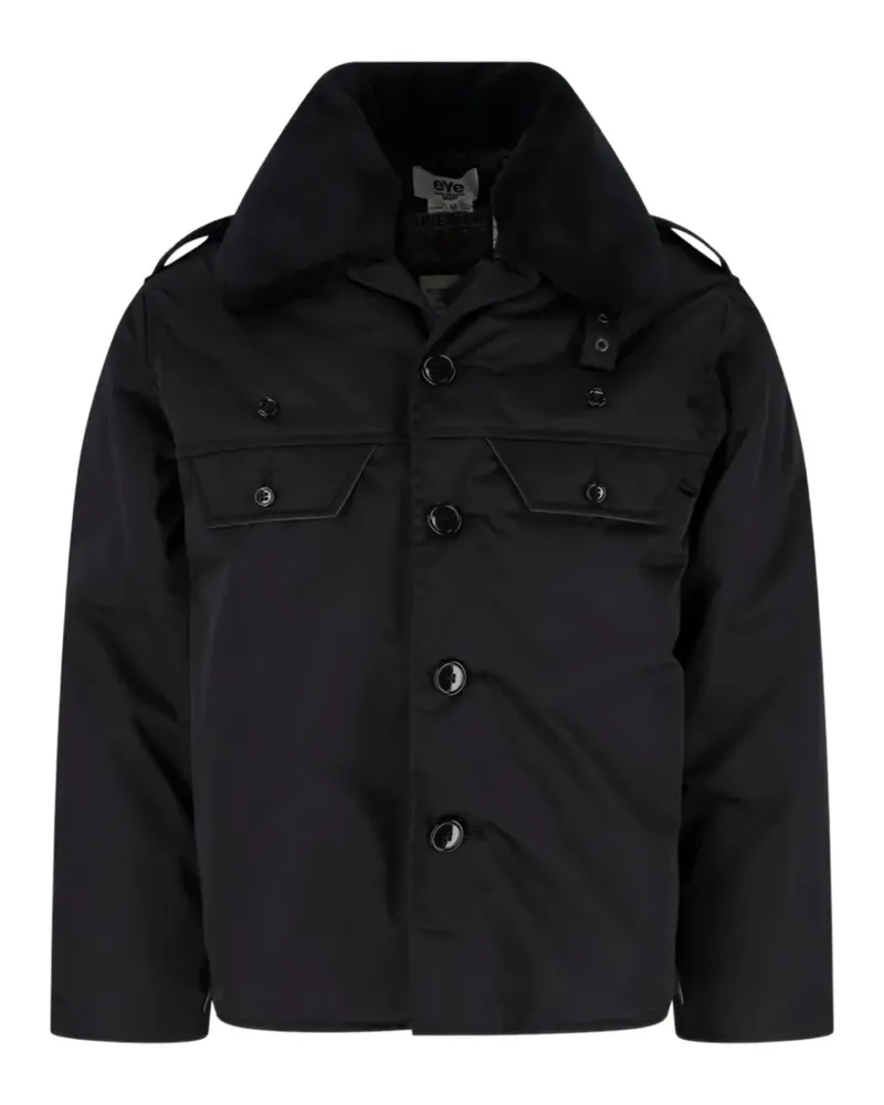 Junya Watanabe faux-shearling collar epaulette jacket - Schwarz Schwarz