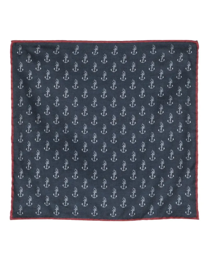 Brunello Cucinelli Seidenschal mit Anker-Print - Blau Blau