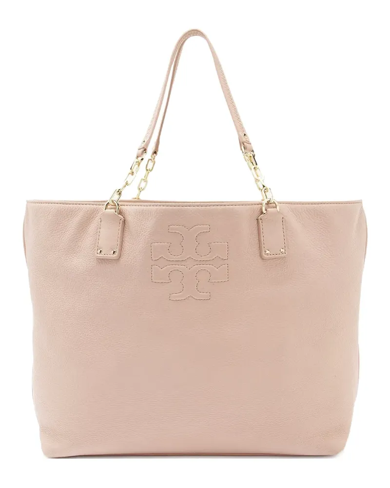 Tory Burch Thea leather logo-plaque tote bag - Rosa Rosa