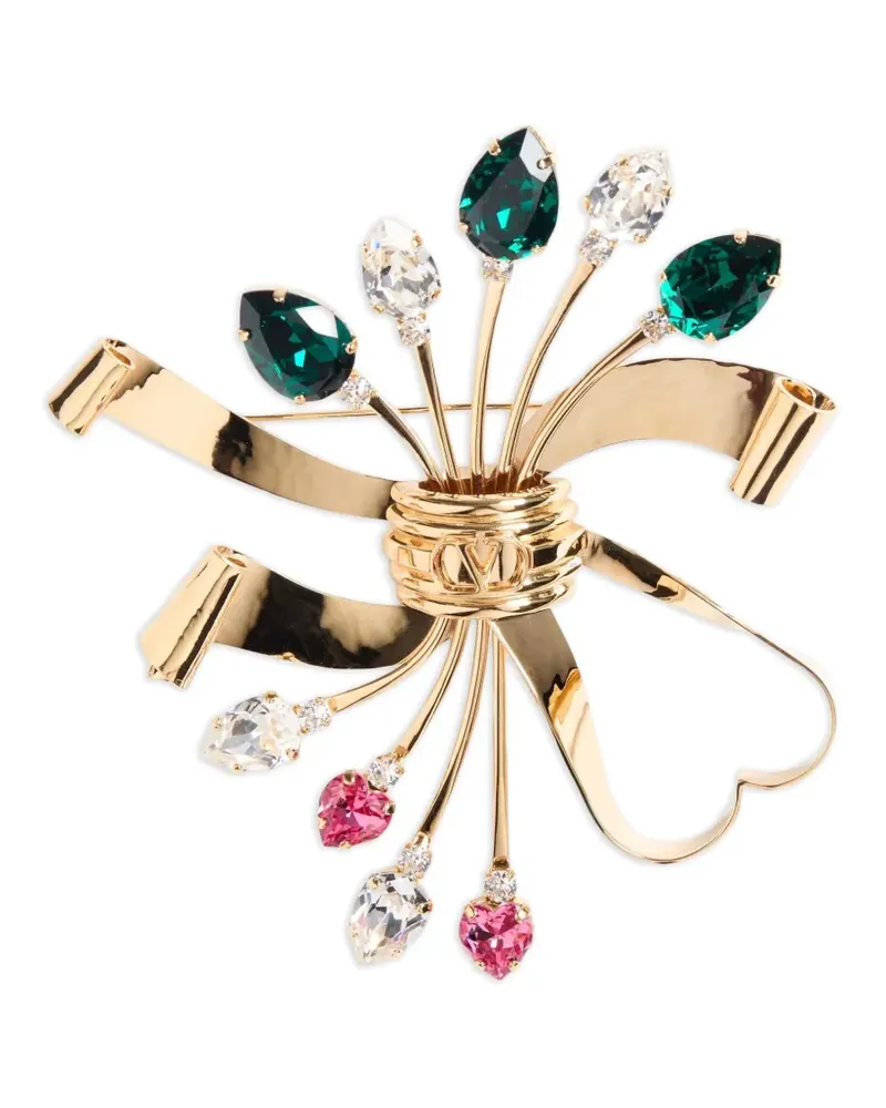 Valentino Garavani Papier Brosche mit Blumen - Gold Gold