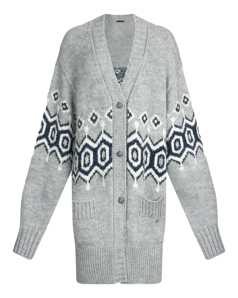 Liu Jo Jacquard-Strickmantel mit Puffärmeln - Grau Grau