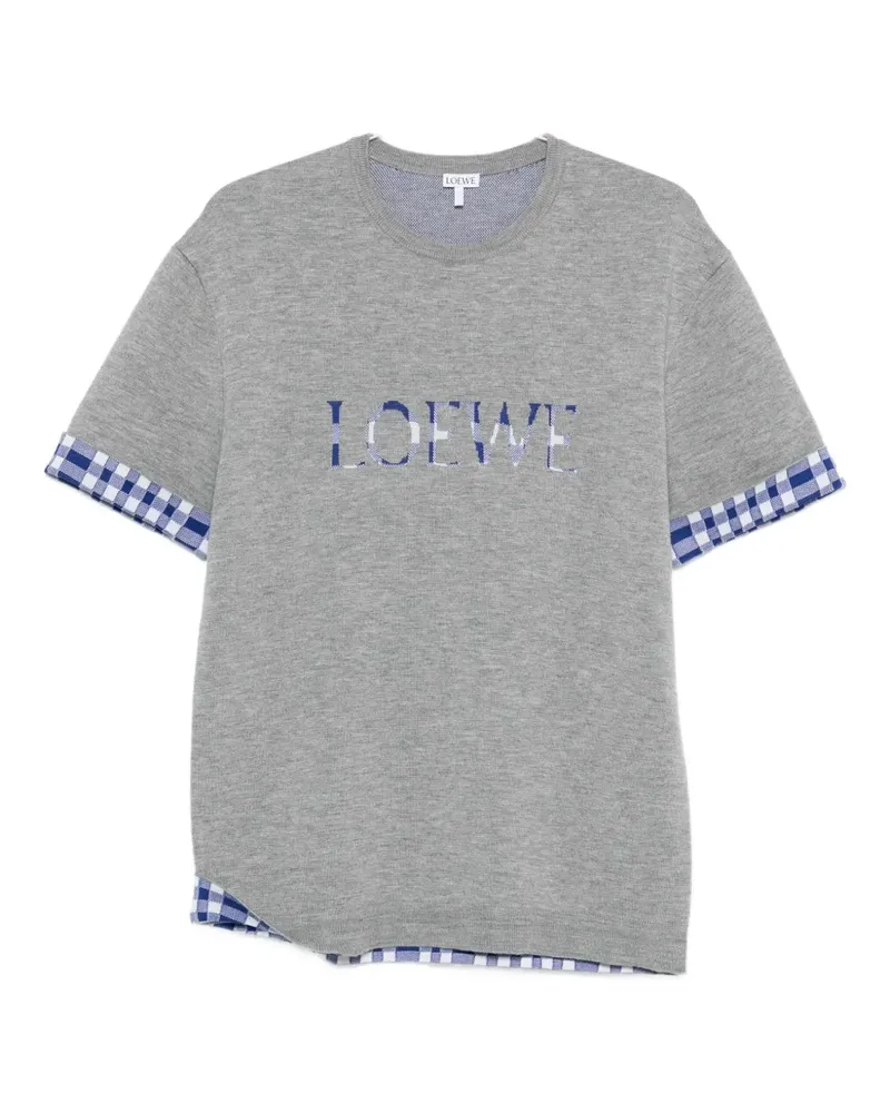 Loewe Kariertes T-Shirt mit Logo-Detail - Grau Grau