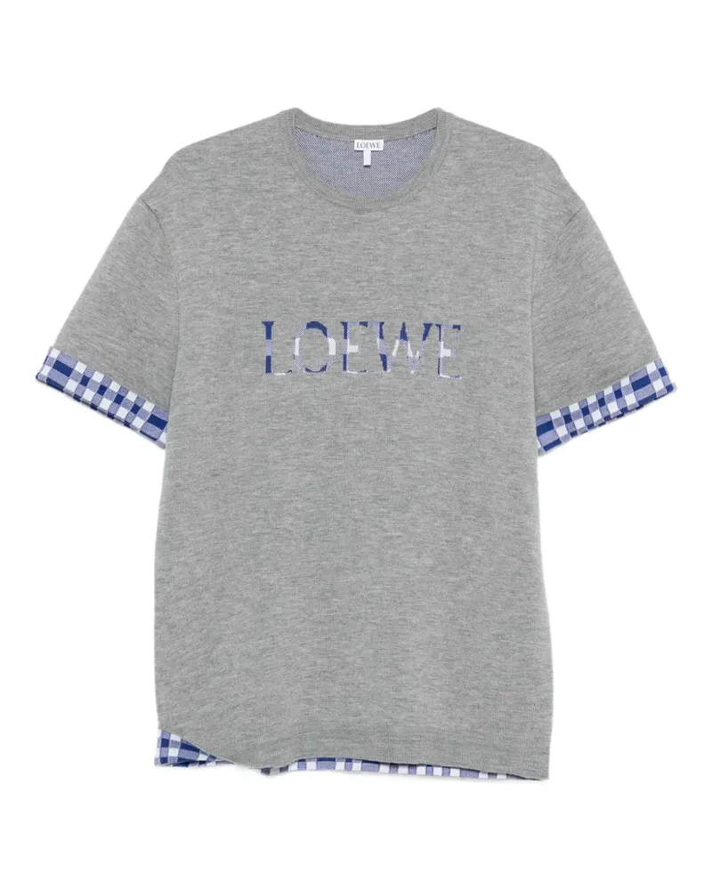 Loewe Kariertes T-Shirt mit Logo-Detail - Grau Grau