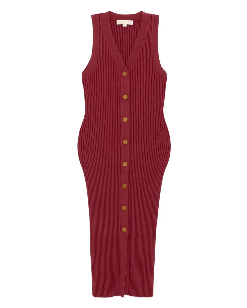 Michael Kors Geripptes Midikleid - Rot Rot