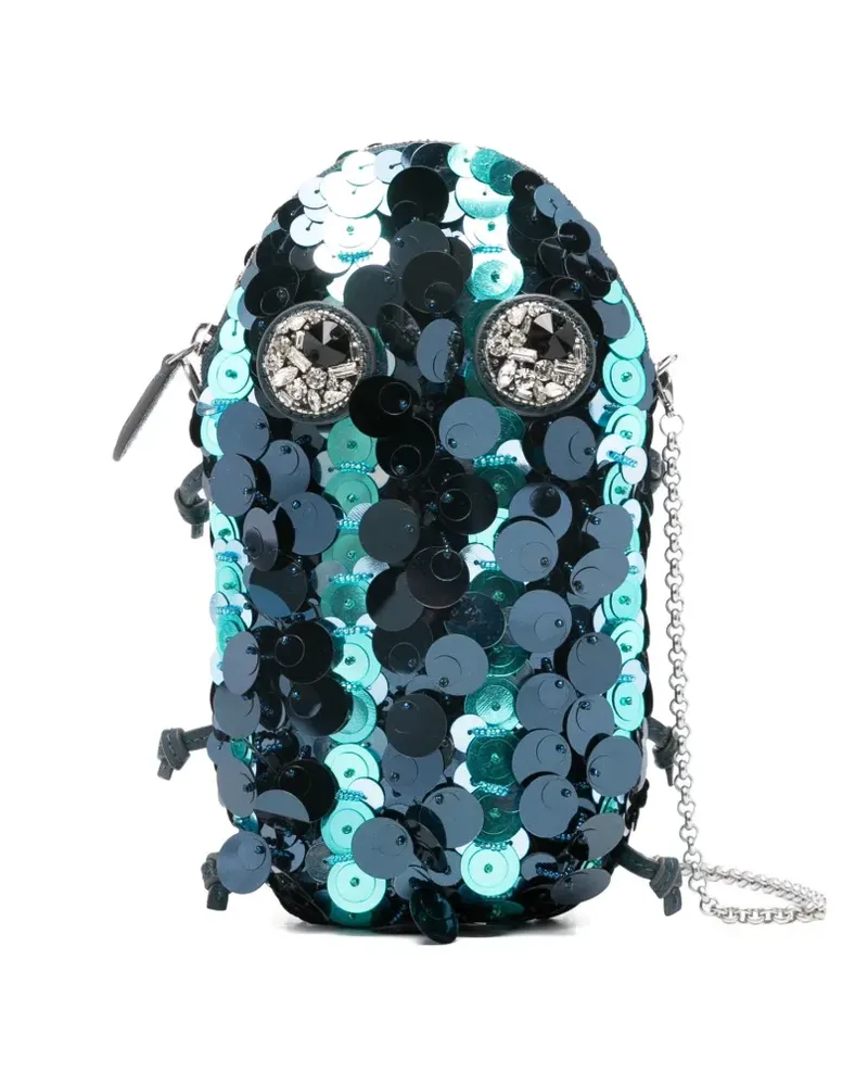 Anya Hindmarch Clutch mit Pailletten - Blau Blau