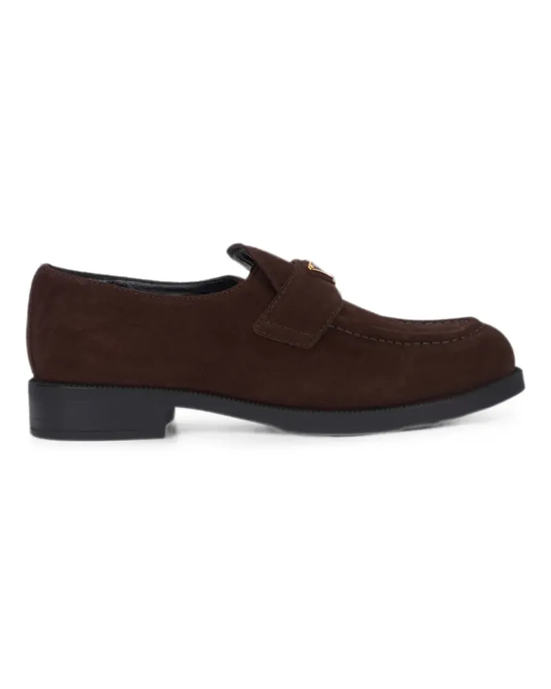 Prada logo-plaque suede loafers - Braun Braun