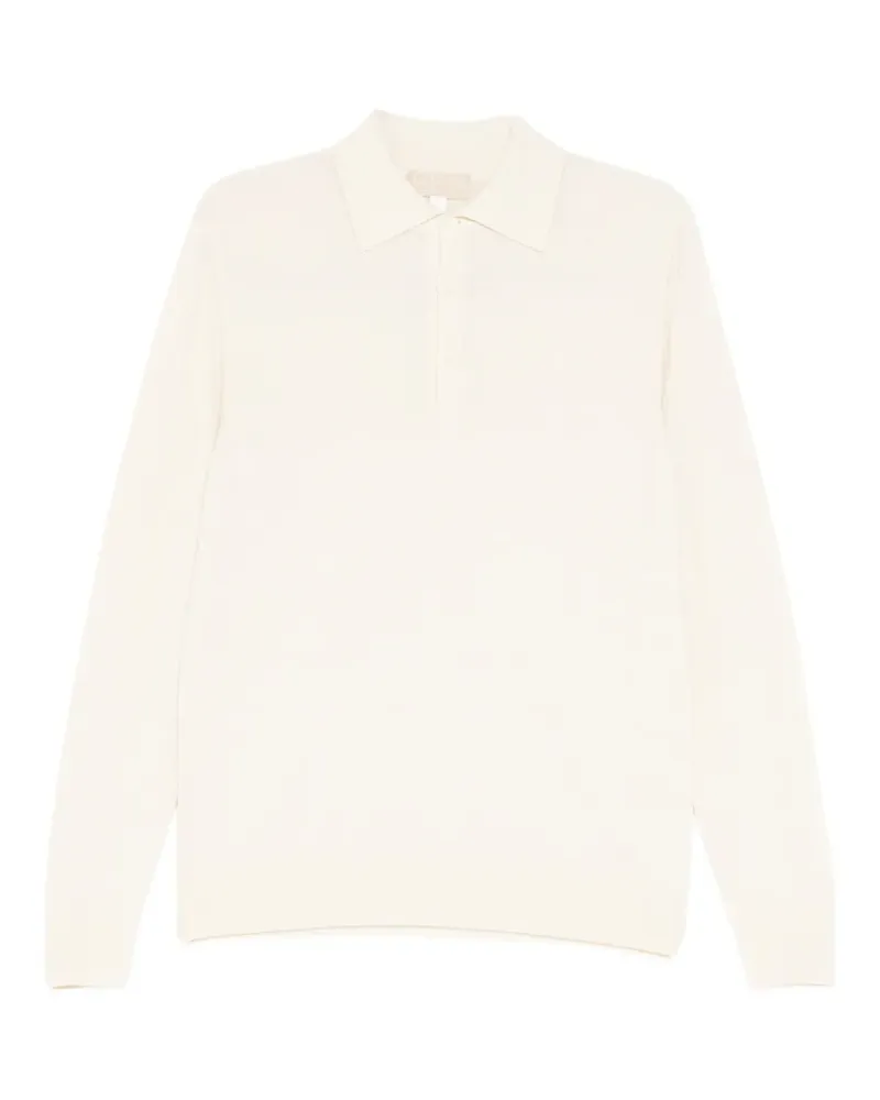 120% Lino Langärmeliges Poloshirt - Nude Nude