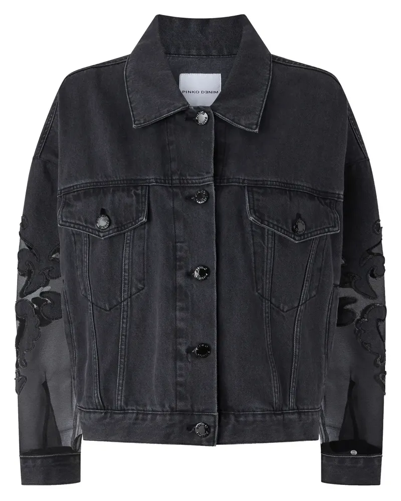 Pinko Klassische Jeansjacke - Schwarz Schwarz