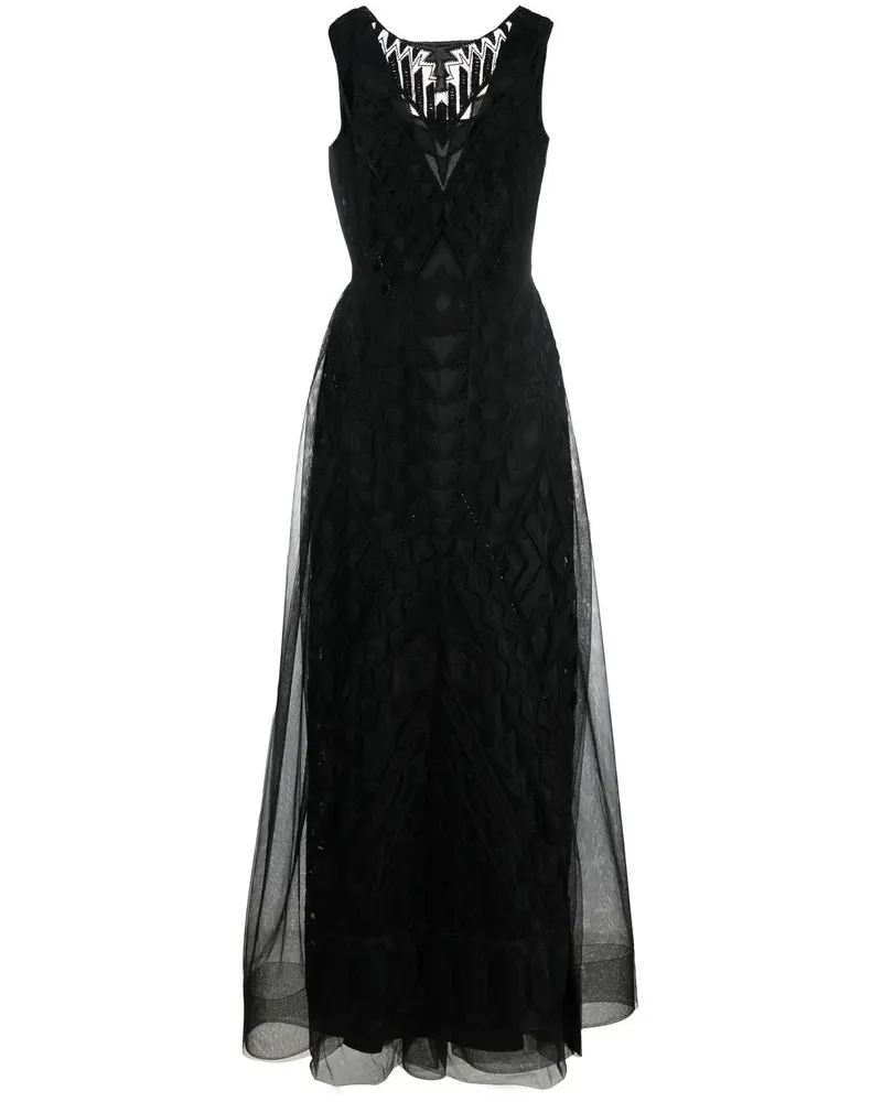 Alberta Ferretti Tüllrobe mit Stickerei - Schwarz Schwarz