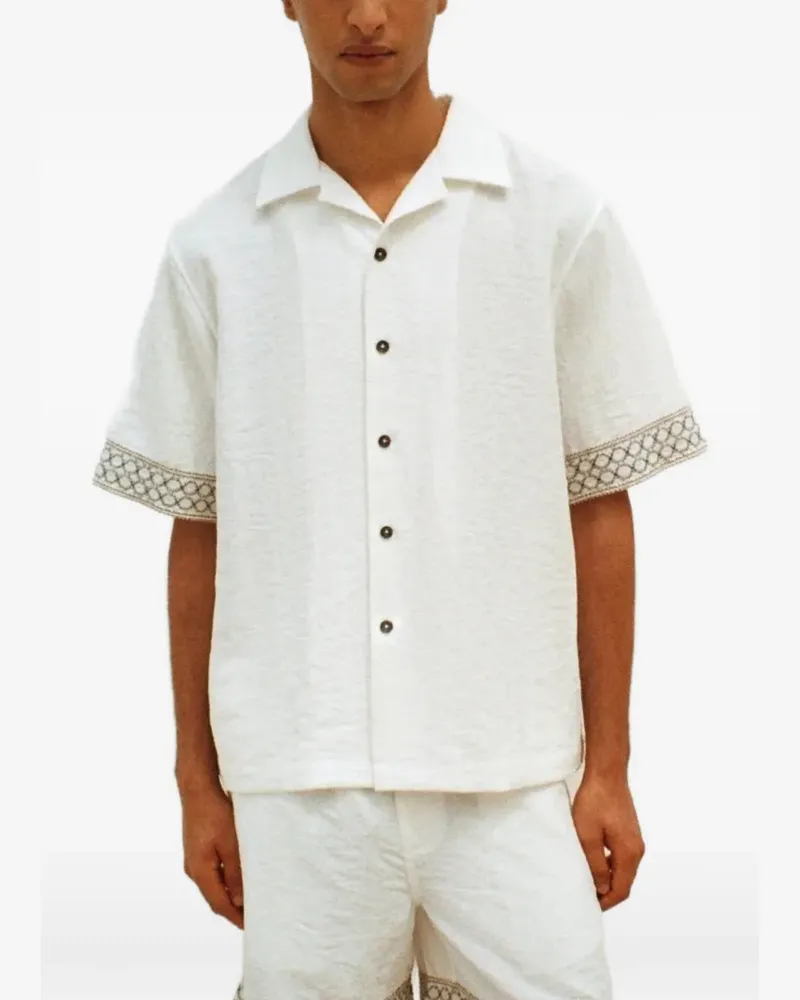 COMMAS embroidered-trim button-down bowling shirt - Weiß Weiß