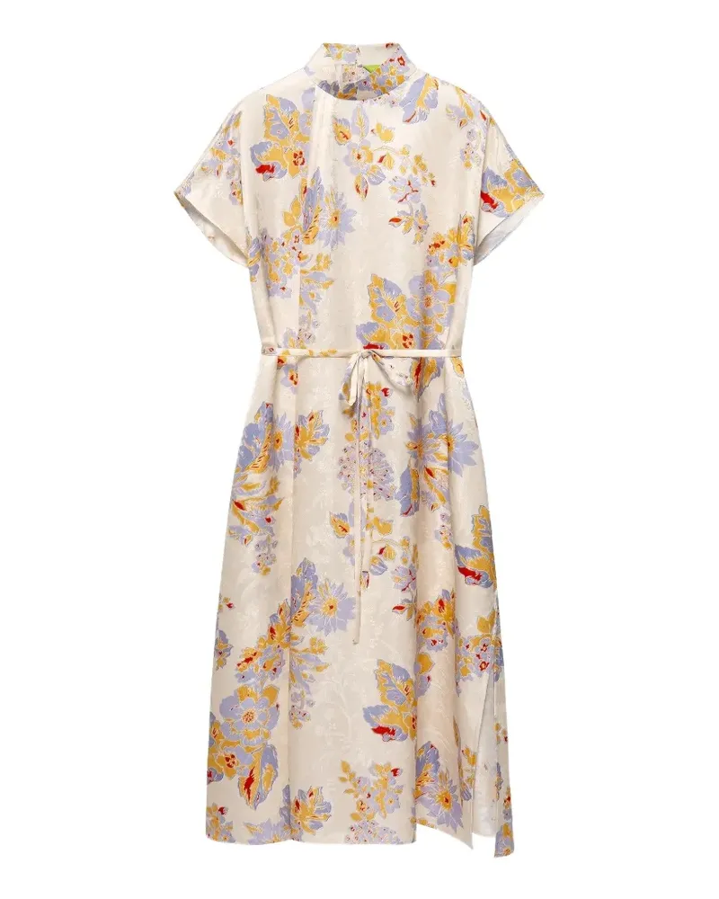 Shanghai Tang floral-print silk midi dress - Nude Nude