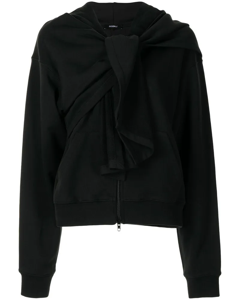 GOEN.J Kapuzenjacke mit Knotendetail - Schwarz Schwarz
