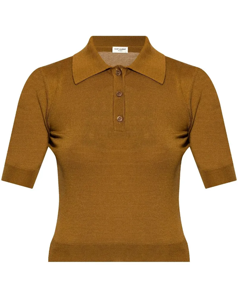 Saint Laurent Poloshirt mit Cassandre-Stickerei - Braun Braun