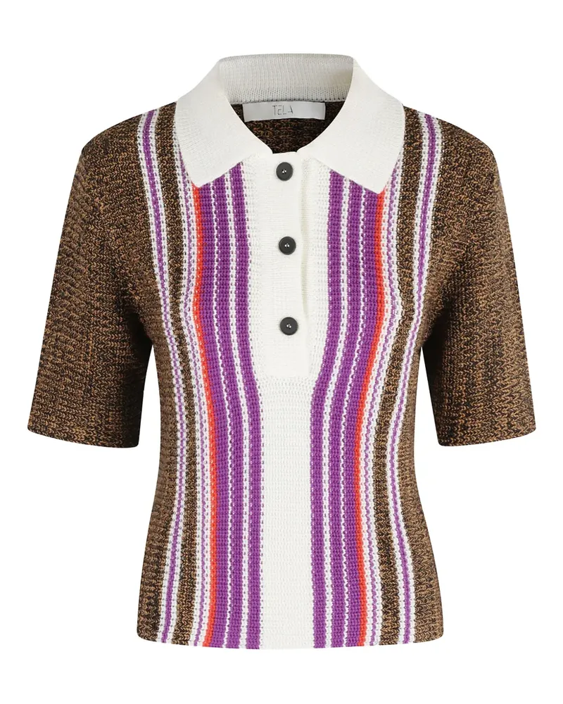 TELA Gestreiftes Poloshirt - Braun Braun