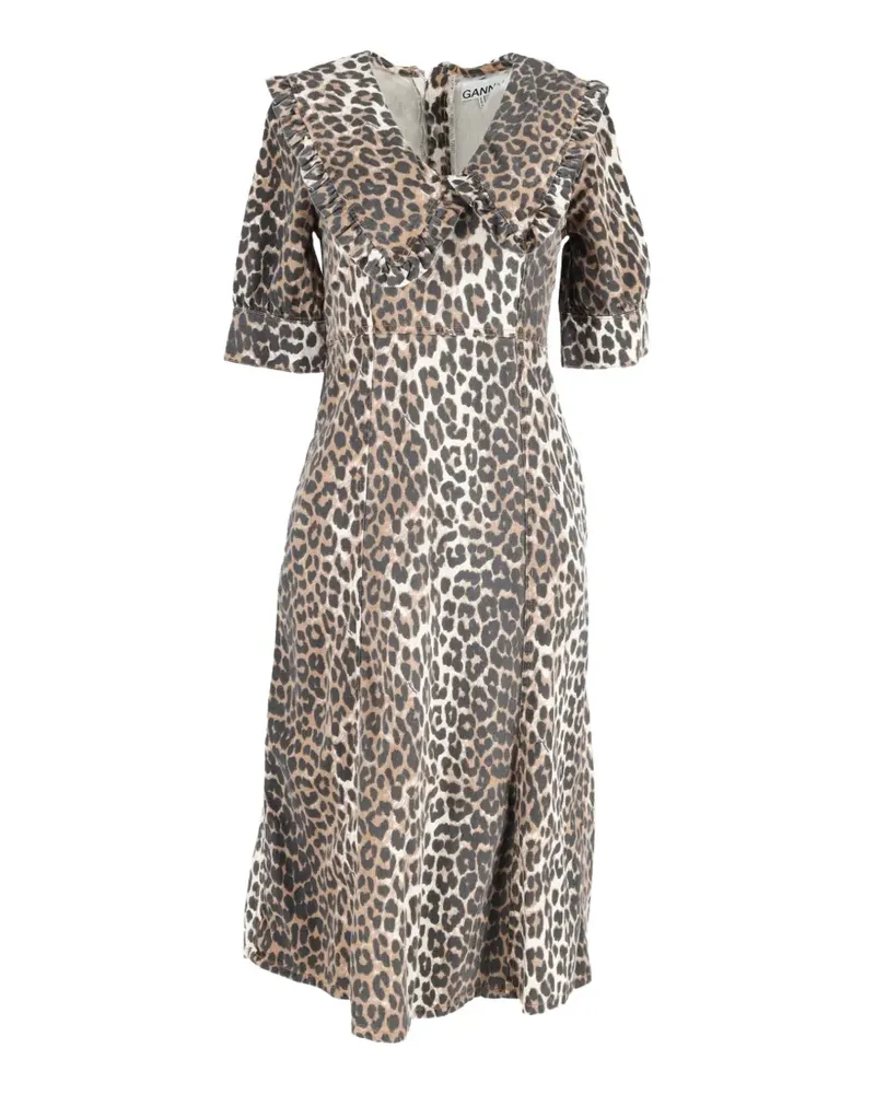 Ganni leopard-print midi dress - Braun Braun