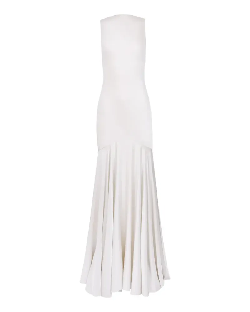 Nina Ricci Meerjungfrauen-Maxikleid mit Wasserfallausschnitt - Weiß Weiß