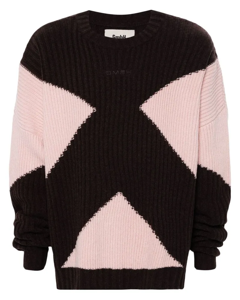 GmbH Strickpullover mit geometrischem Muster - Braun Braun