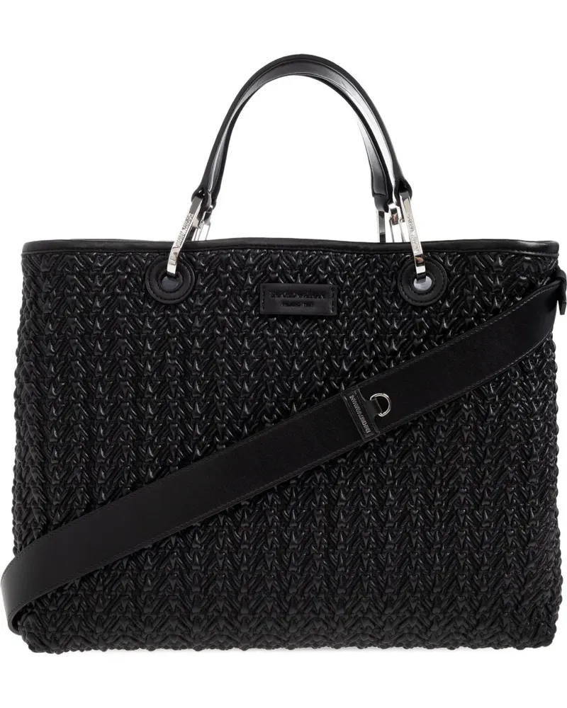Emporio Armani woven tote bag - Schwarz Schwarz