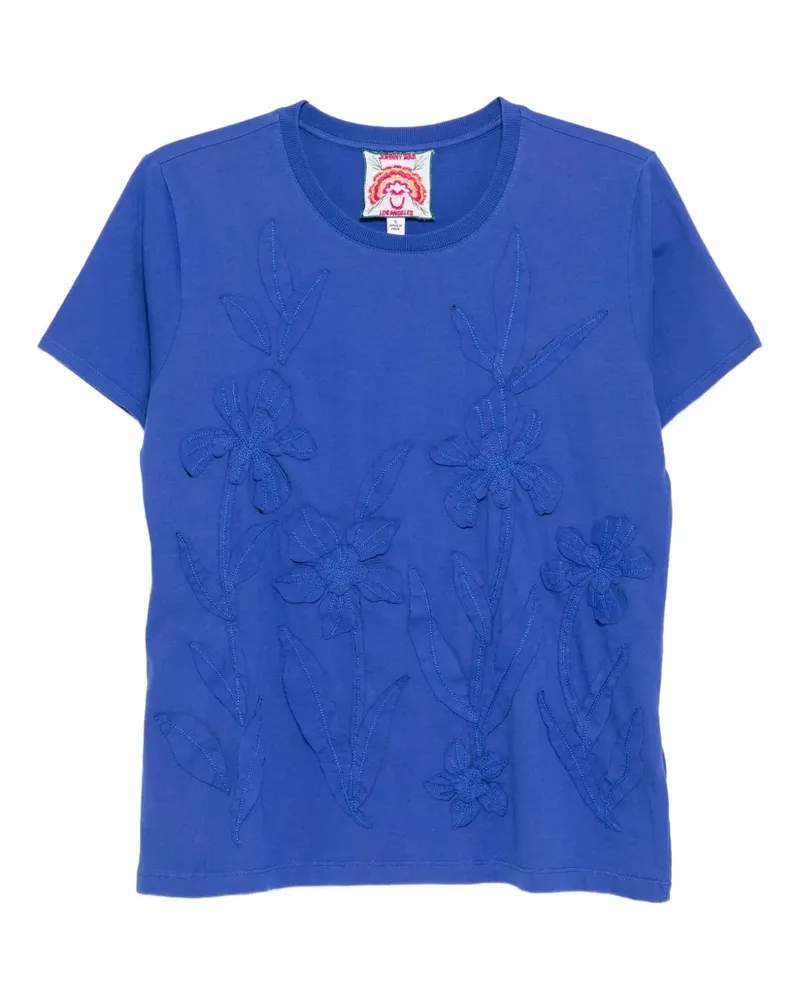 Johnny Was T-Shirt mit Blumenstickerei - Blau Blau