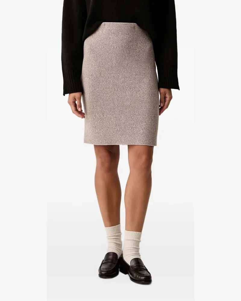 Luisa Spagnoli Minia herringbone-knit mini skirt - Nude Nude