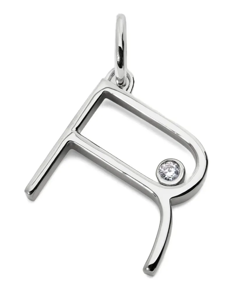 Monica Vinader Solitaire Anhänger mit Diamanten - Silber Silber