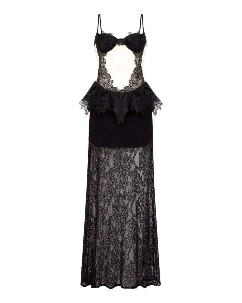 David Koma lace-panelled cut-out dress - Schwarz Schwarz