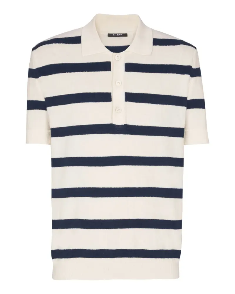Balmain Gestreiftes Poloshirt - Nude Nude