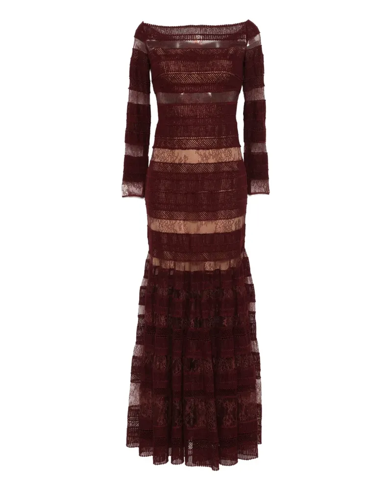 Elie Saab Langärmliges Spitzenkleid - Burgundy bliss Burgundy