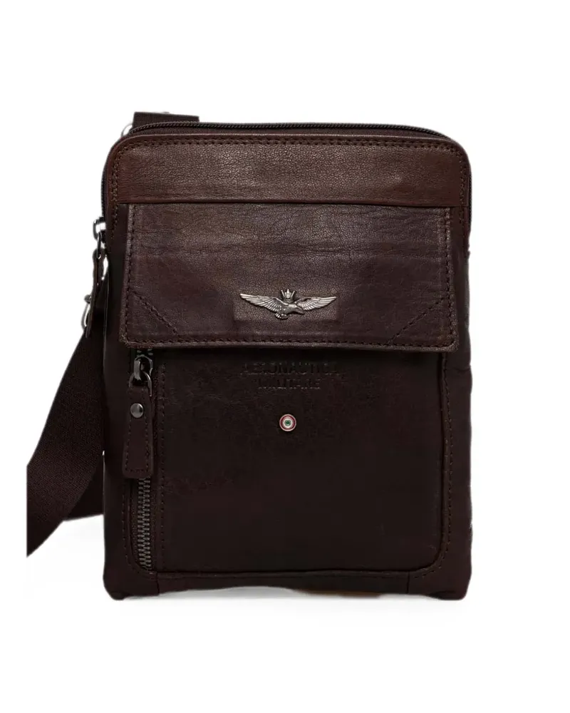 Aeronautica Militare logo-plaque leather belt bag - Braun Braun