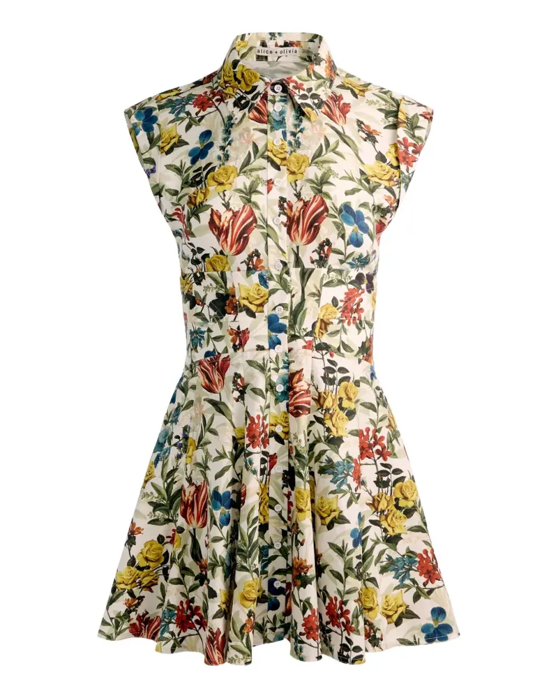 Alice + Olivia Kim Hemd-Minikleid mit Blumen-Print - Nude Nude