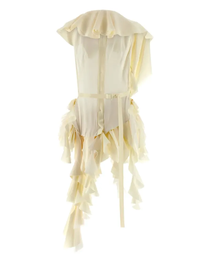Alexander McQueen Oyster ruffle-detail georgette top - Nude Nude