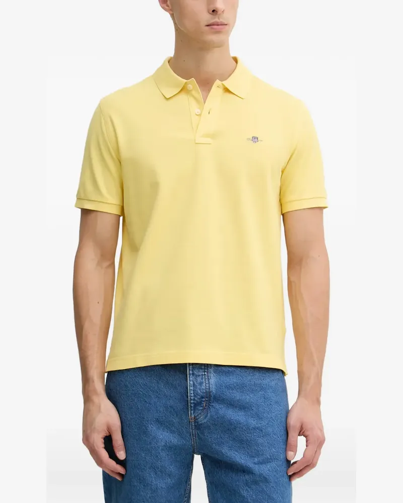 Gant logo-embroidered piqué polo shirt - Gelb Gelb