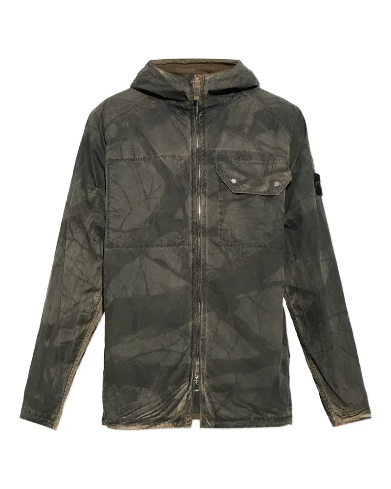 Stone Island 1200038 laser forest camo Crinkle Reps-TC overshirt - Grau Grau