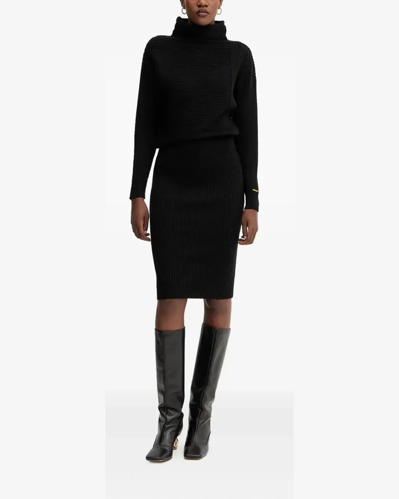 Twin-Set Geripptes Strickkleid - Schwarz Schwarz