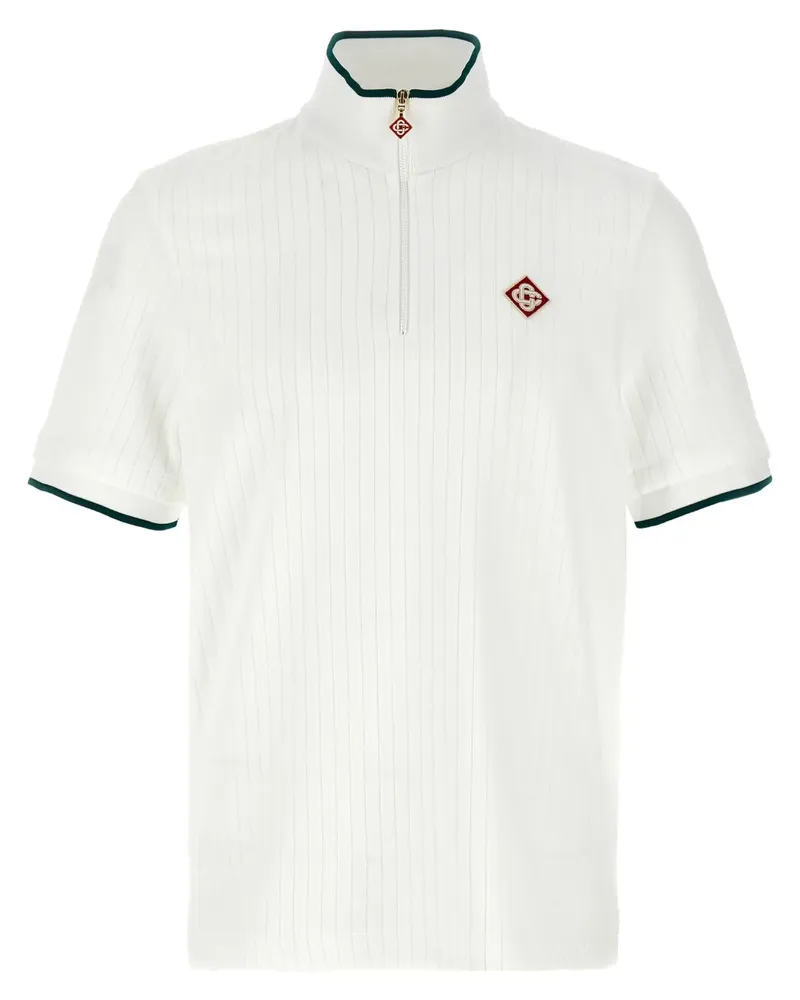 Casablanca Paris Geripptes T-Shirt aus Samt - Weiß Weiß