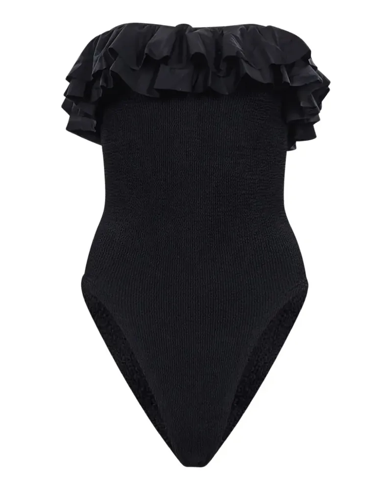 Hunza G Eloise ruffled-detail swimsuit - Schwarz Schwarz