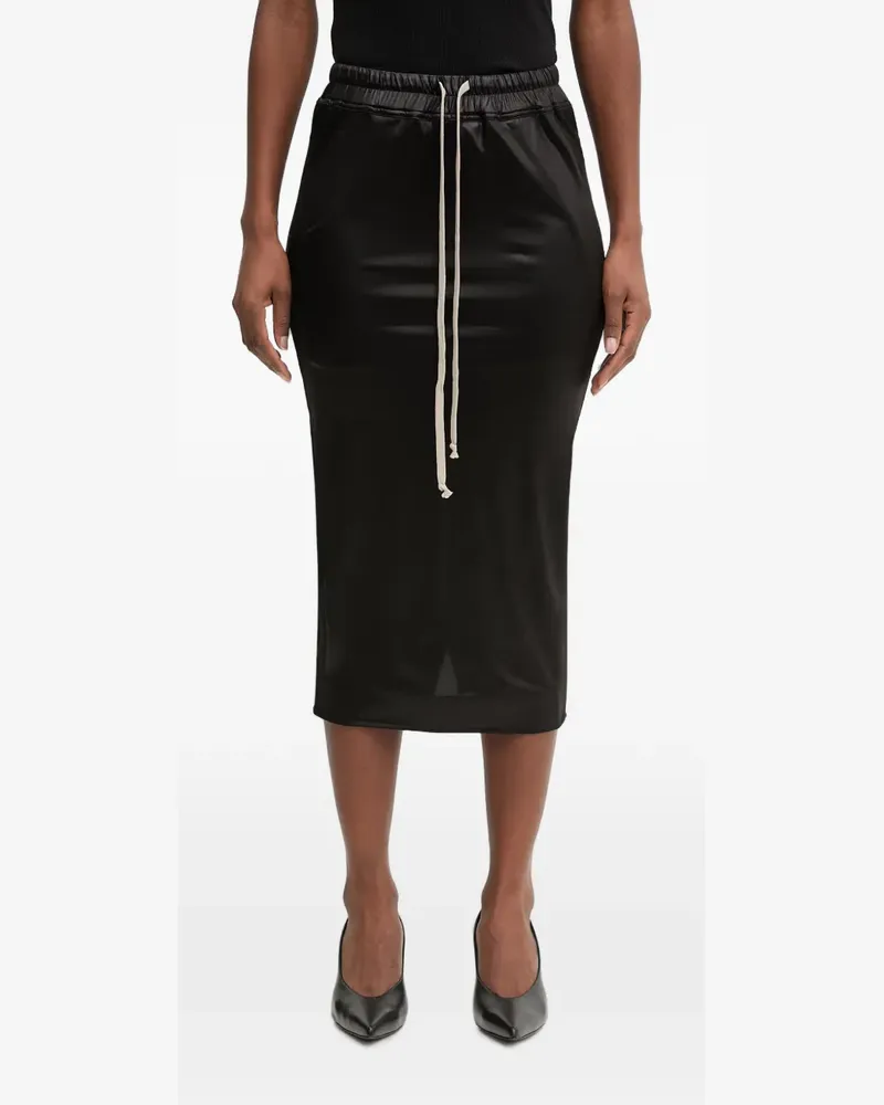 DRKSHDW by Rick Owens drawstring-waistband satin-finish midi skirt - Schwarz Schwarz