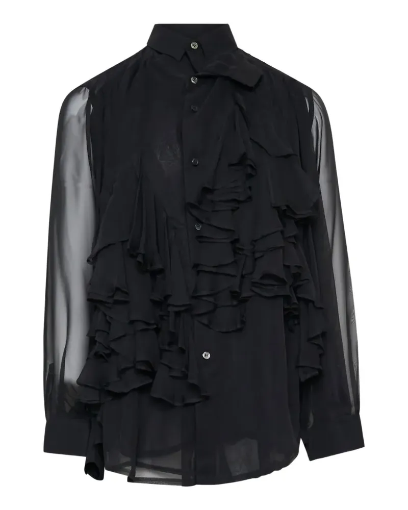 Comme des Garçons ruffled sheer blouse - Schwarz Schwarz