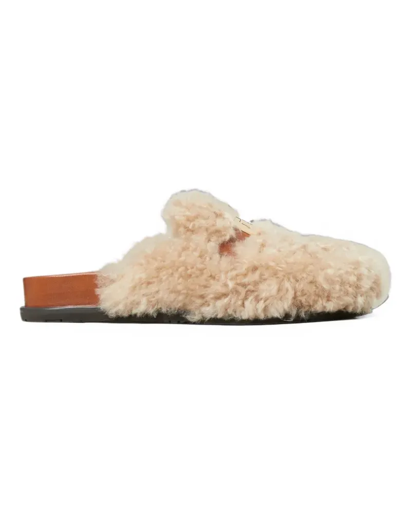 Tory Burch Leelee Mules aus Shearling - Nude Nude