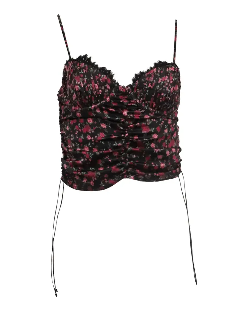 For Love and Lemons 2020s Floral Melrose Bustier-Top - Schwarz Schwarz