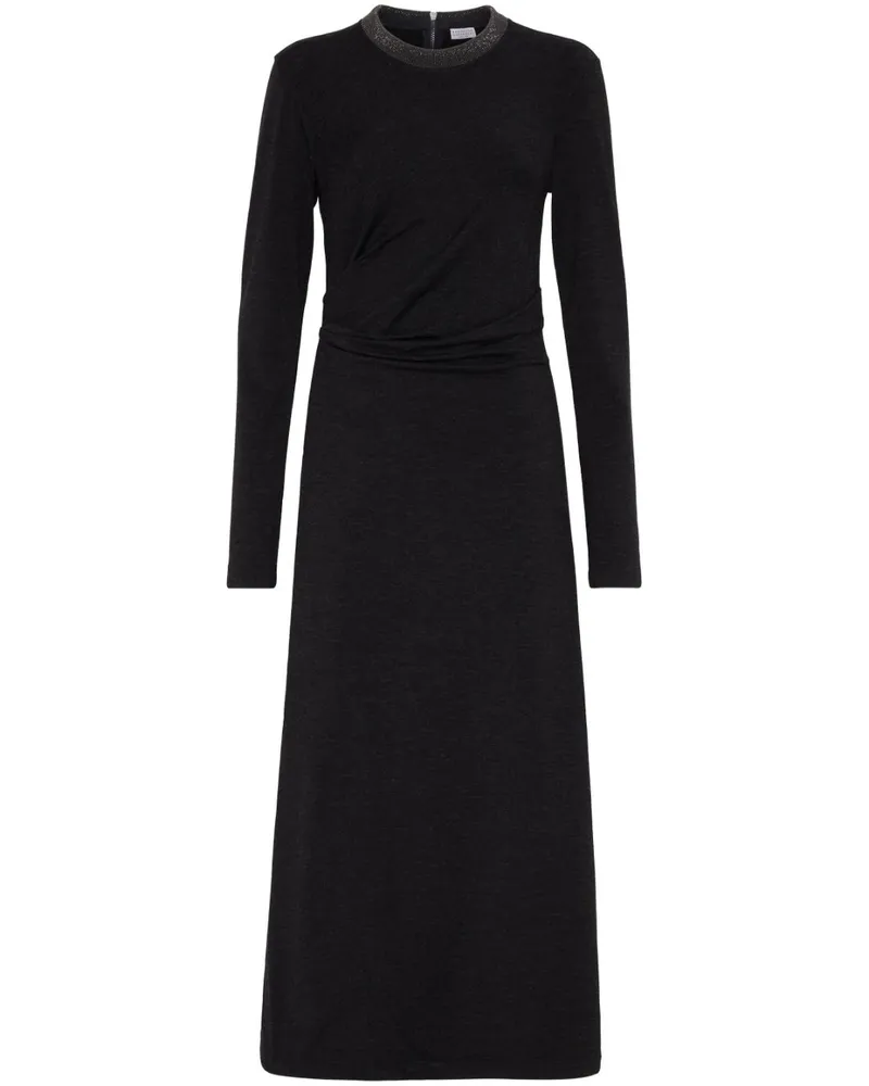 Brunello Cucinelli Gerafftes Kleid - Schwarz Schwarz